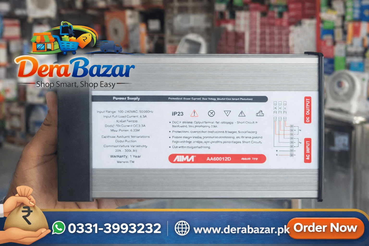 AIMA AA60012D Power Supply 12V – Heavy Duty Switching Power Supply