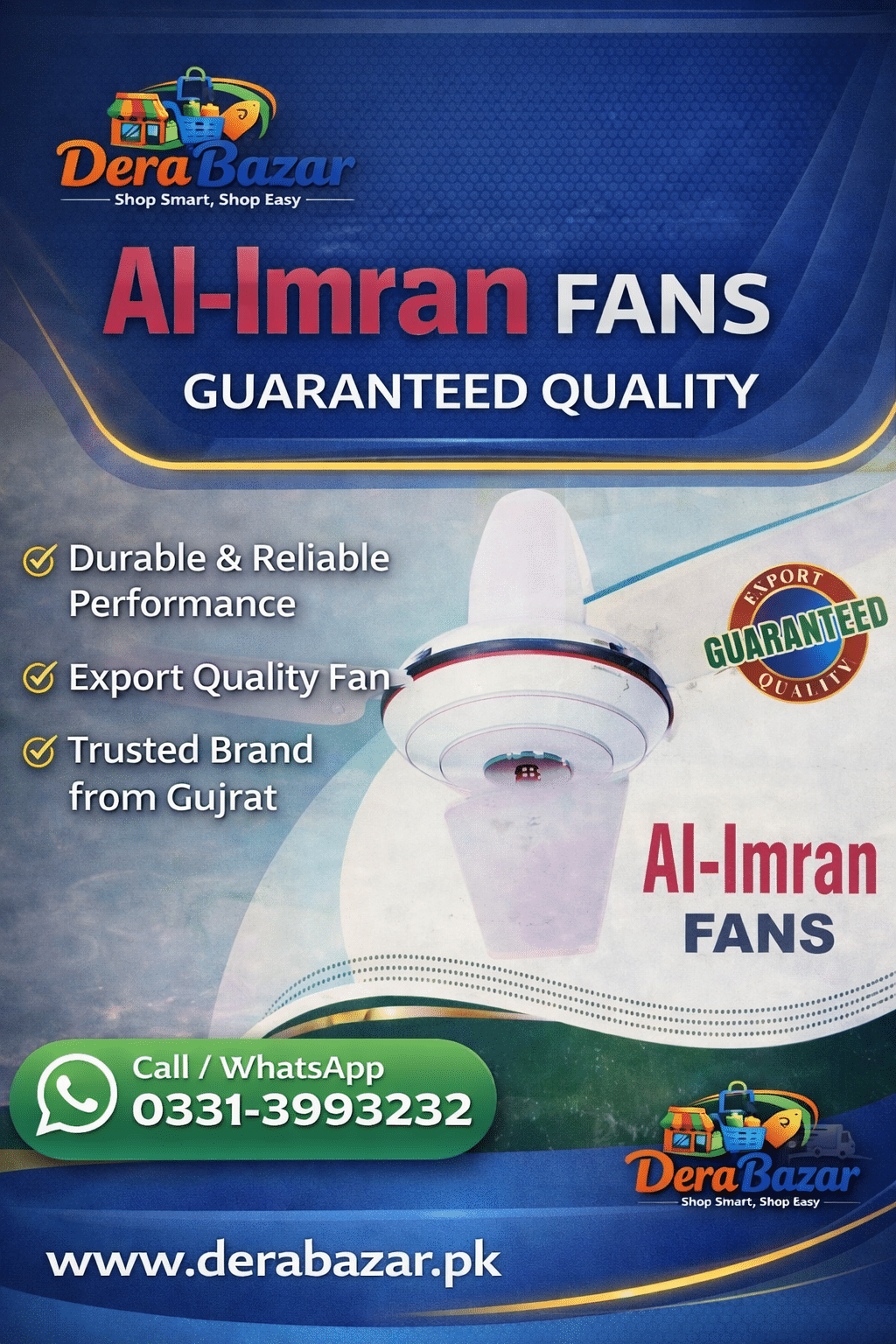 Al-Imran Ceiling Fan – Guaranteed Quality (Gujrat Brand)