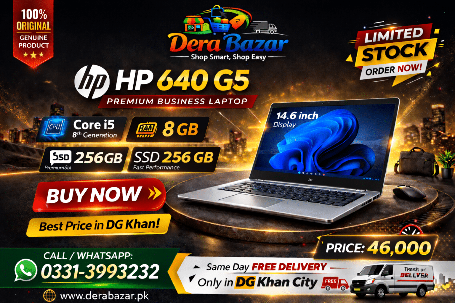 HP EliteBook 640 G5, Core i5 8th Gen | 8GB RAM | 256GB SSD | 14" Display