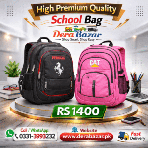 Trendy School Backpack – Black & Pink Designs