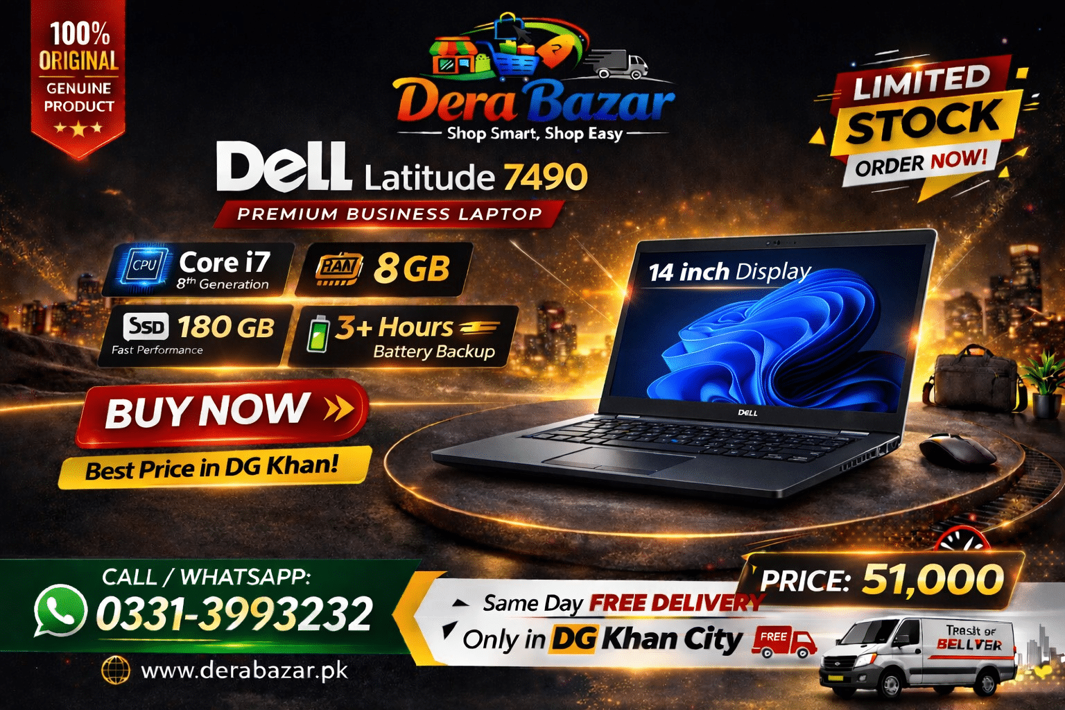 Dell Latitude 7490 – Core i7 8th Gen | 8GB RAM | 180GB SSD