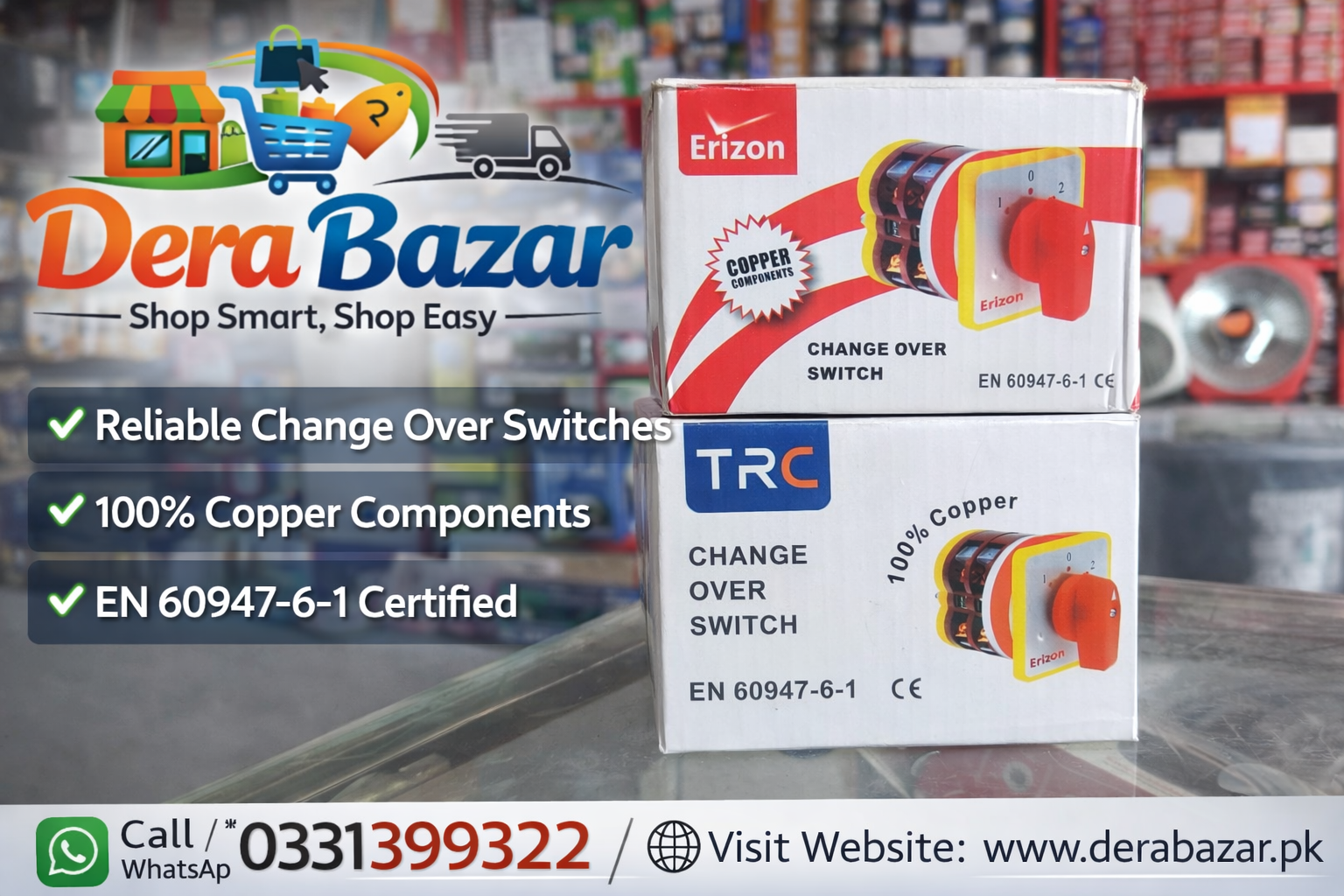 Erizon / TRC Change Over Switch – 100% Copper (EN 60947-6-1 Certified)