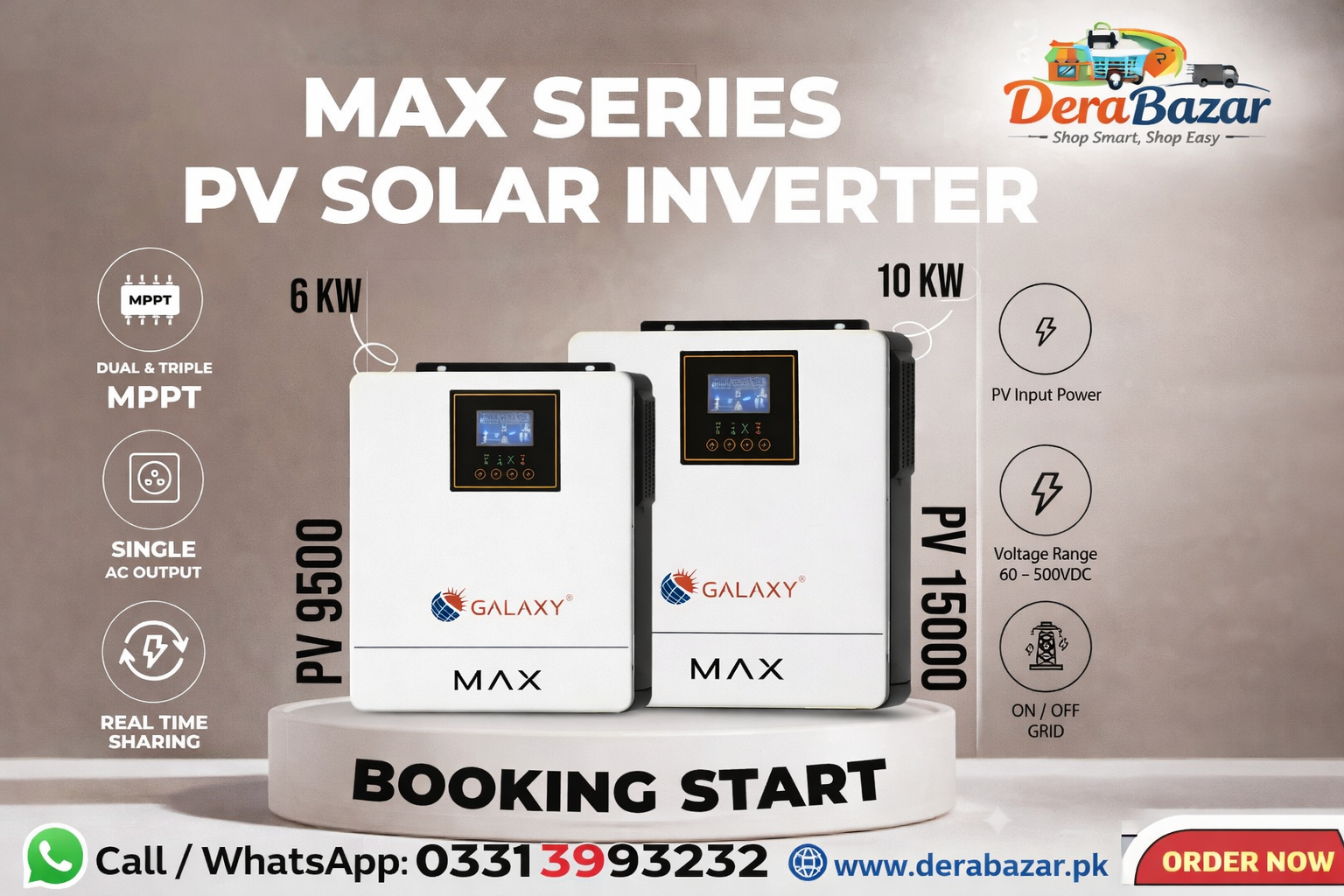 Galaxy MAX Series PV Solar Inverter – 6KW / 10KW | Dual & Triple MPPT